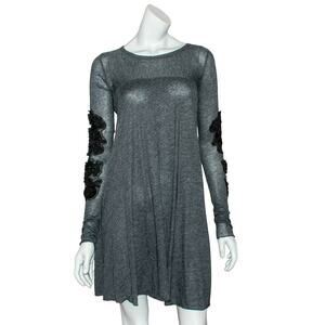 Horiyoshi III Jersey Shift Dress Gray with Floral Sleeves fits size Small